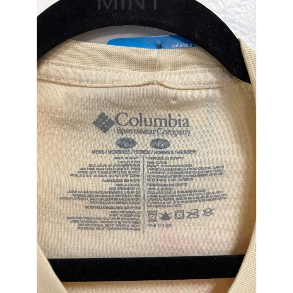 Columbia PFG Mens Large Beige Git Fishin Dog Graphic Long Sleeve T-Shirt‎ NWT